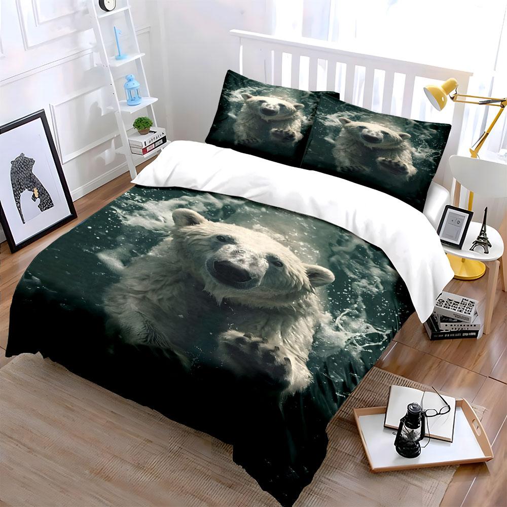 Polar bear underwater scene. Bedding sets Duvet cover sets Duvet covers Pillowcases(1 * Duvet Cover 2 * Pillowcases without duvet insert)