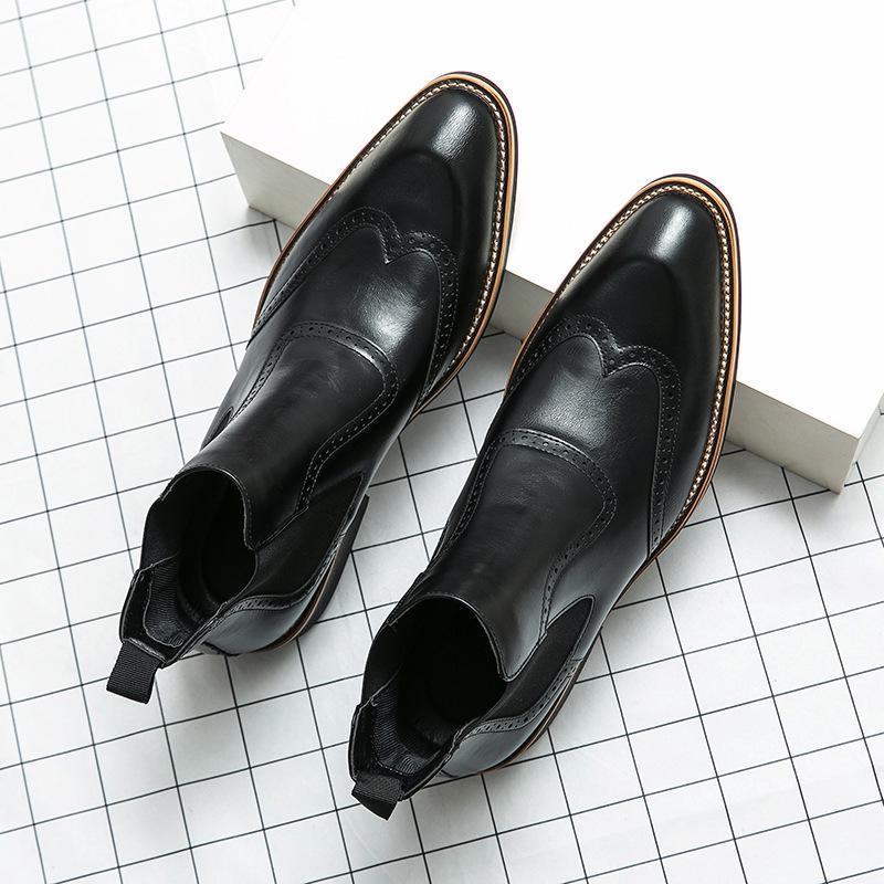 Модная осенняя обувь большого размера, высокие кожаные кроссовки, ретро однотонные туфли с острым носком, мужские уличные деловые кожаные ботинки