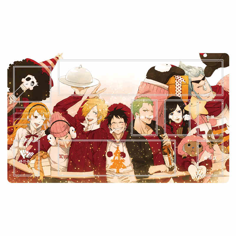 Игровой коврик для One Piece TCG с зонами  Команда Соломенной Шляпы Аниме Коврик для карт Водонепроницаемый Эстетичный Офисный коврик