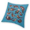Otters Square Pillowcase Polyester Linen Velvet Pattern Zip Decorative Bed Cushion Cover