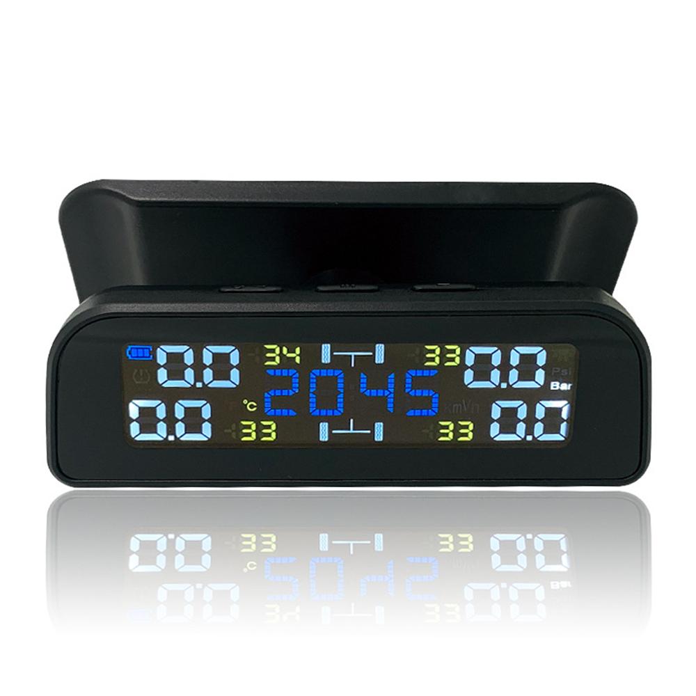 Беспроводная солнечная система контроля давления в шинах TPMS с ЖК-дисплеем и 4 внешними датчиками