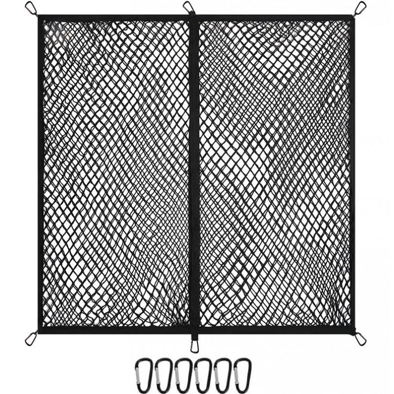 Heavy Duty Elastic Cargo Net Pickup Truck Bed SUV Trunk Secure Luggage Gear Anti-Slip Mesh Cover With Hooks Or Carabiners