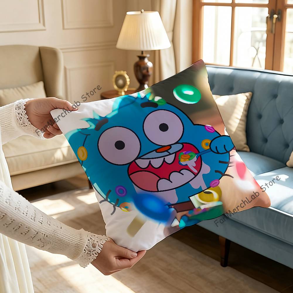 GGumballS Cartoon Watterson Pillow Covers Cartoon Sofa Decorative Home Doublesided Printing Short Plush Cute Cushion Cover