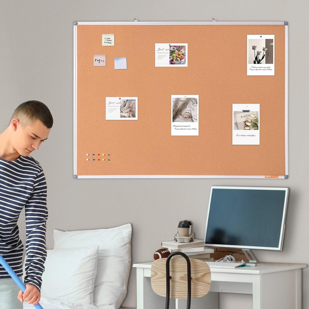 48"x36" Large Cork Board – Wall-Mounted Bulletin Board with Pin Board