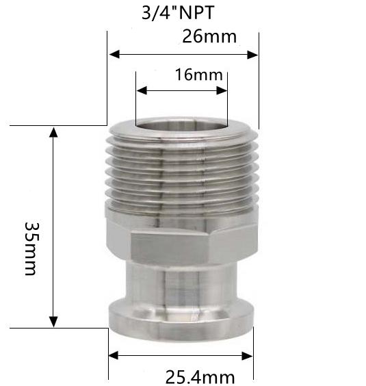 1/4" 3/8" 1/2" 3/4" 1" -4" NPT Наружная резьба x 0.5" 0.75" 1.5" 2" -4" Соединение Tri Clamp Трубопроводная арматура Нержавеющая сталь 304 316L Санитарная
