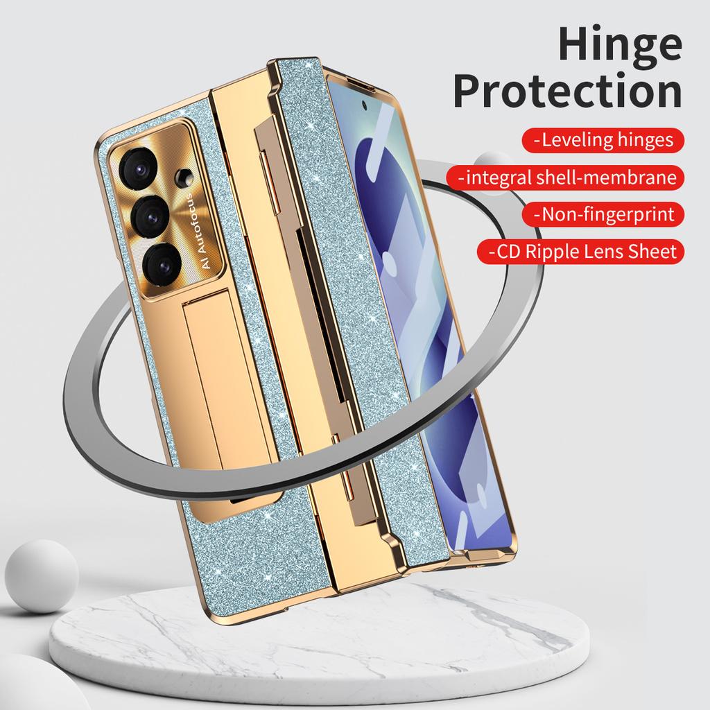 For Samsung Galaxy Z Fold 8 Ultra Fold 7 6 5 4 Sparkling Bling Glitter Phone Cover Hinge All-inclusive  Wireless Charging Case