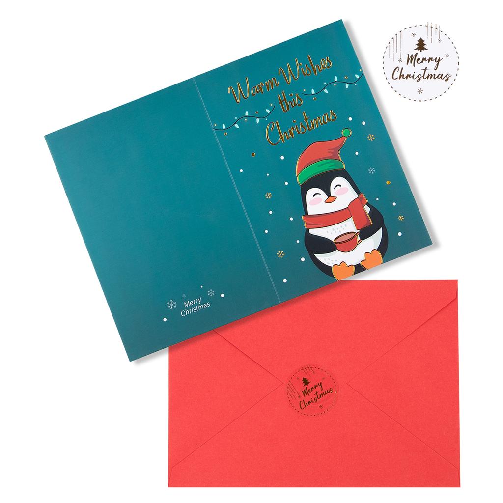 Merry Christmas Fold Greeting Cards with Envelope Xmas Party DIY Gifts Box Card for New Year Festival Decorations Navidad Noel