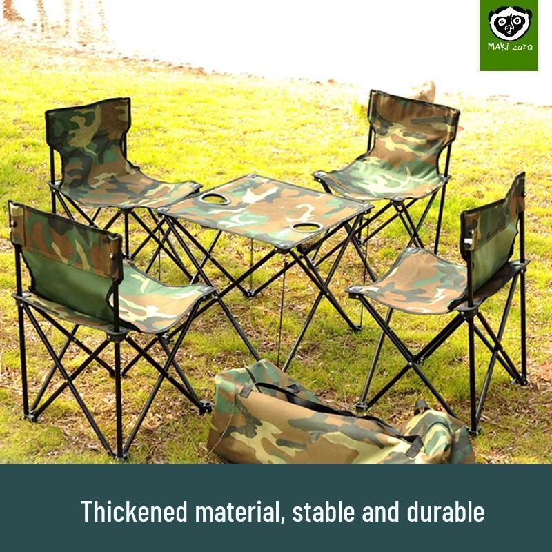 Makizaza Outdoor Folding Camping Table and Chair Set (5-Piece)