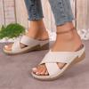 Summer Cross Strap Wedge Slippers for Women Comfortable Thick Sole Casual Sandals Woman Non Slip Platform Flip Flops Female 43