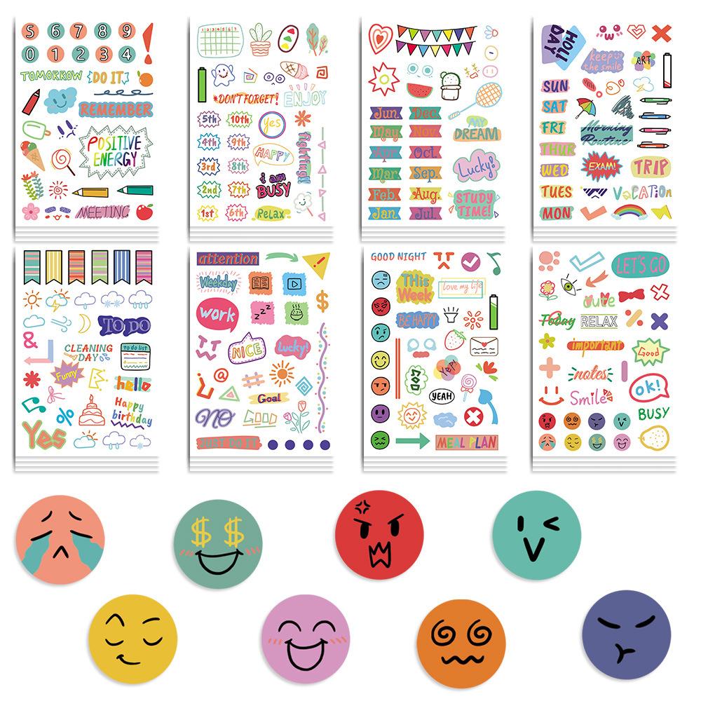 8 Мультяшных Нарисованных от руки Элементов Книга для планов Коллаж DIY Мелкие элементы можно украсить Гука Ручной аккаунт Чехол для мобильного телефона Блокнот