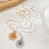 Fashionable And Elegant Metal Pleated Flower Pendant Necklace, Simple Five Petal Flower Collarbone Chain Necklace