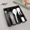 Kitchen Countertop Cleanup Drawer Cutlery Organizer, Multi-Compartment Plastic Utensil Tray, Space Flatware Storage Box Saving Durable Tray