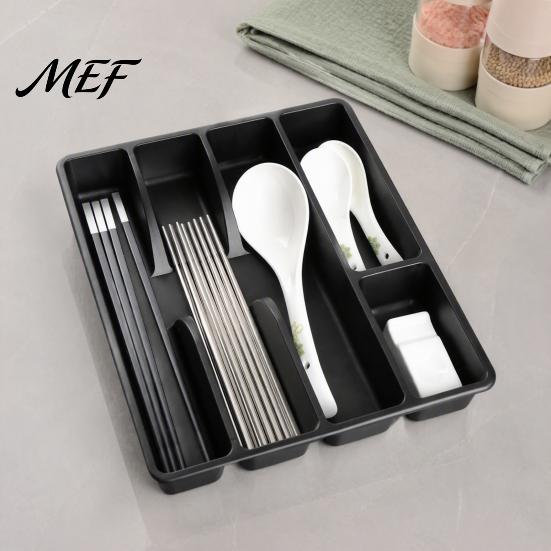 Kitchen Countertop Cleanup Drawer Cutlery Organizer, Multi-Compartment Plastic Utensil Tray, Space Flatware Storage Box Saving Durable Tray