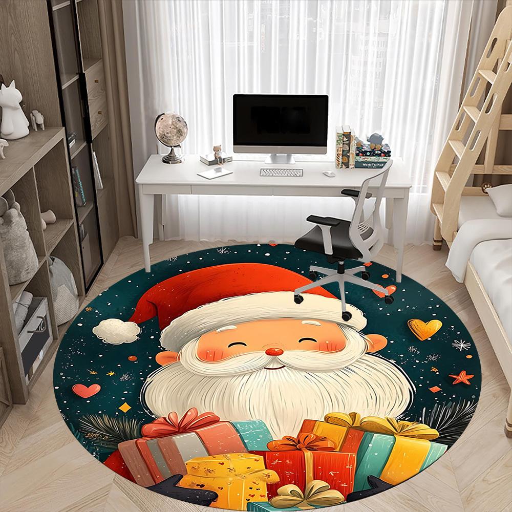 1PC Christmas Gifts Office Round Area Rug, Mat Suitable For Office, Under Office Chairs Bedroom Living Room Home Decor, Room Deco