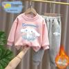 Девочки Cinnamoroll Осенне-Зимний 2025 Худи с Большими Ушами и Спортивный Костюм из Двух Частей