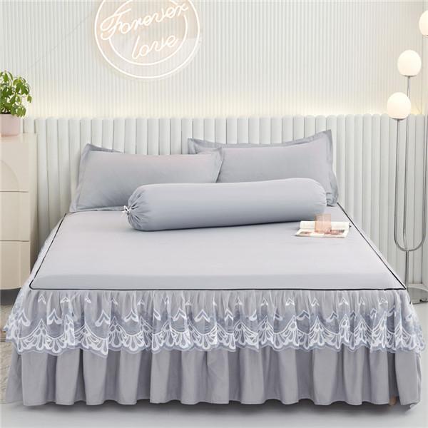 Простыня с 2 наволочками, однотонная юбка-кровать, мягкое покрывало, дышащее покрывало, кружевная простыня, комплект постельного белья