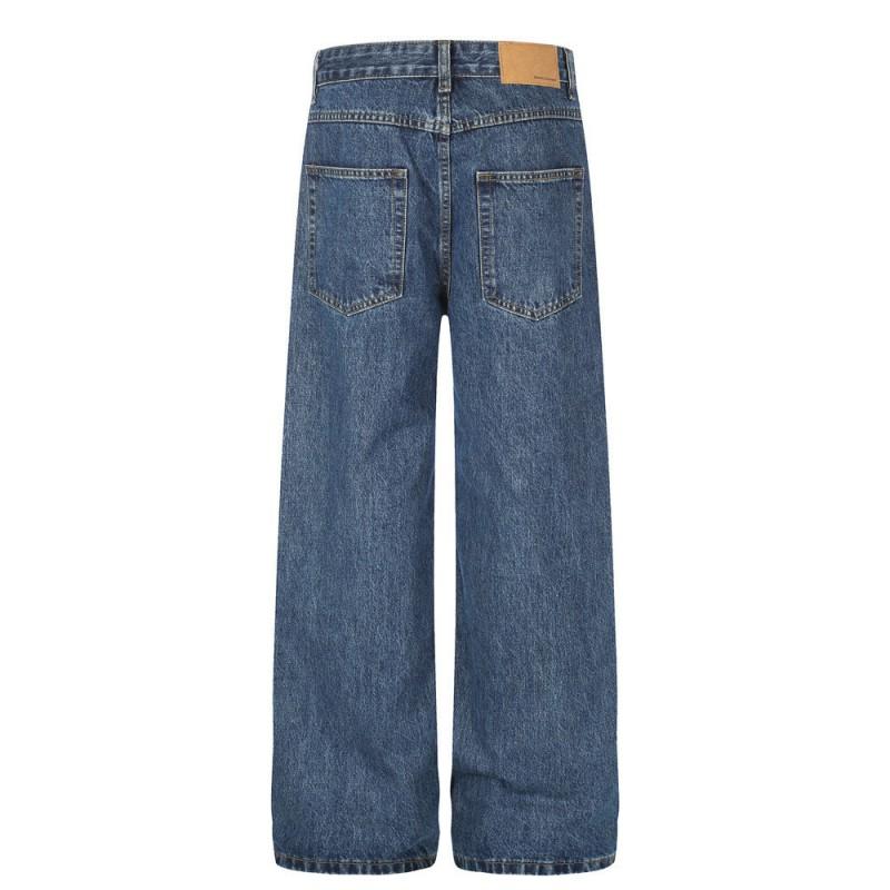 Mens High Street Straight Leg Jeans Casual Basic Washed Denim Pants Youth Fashion