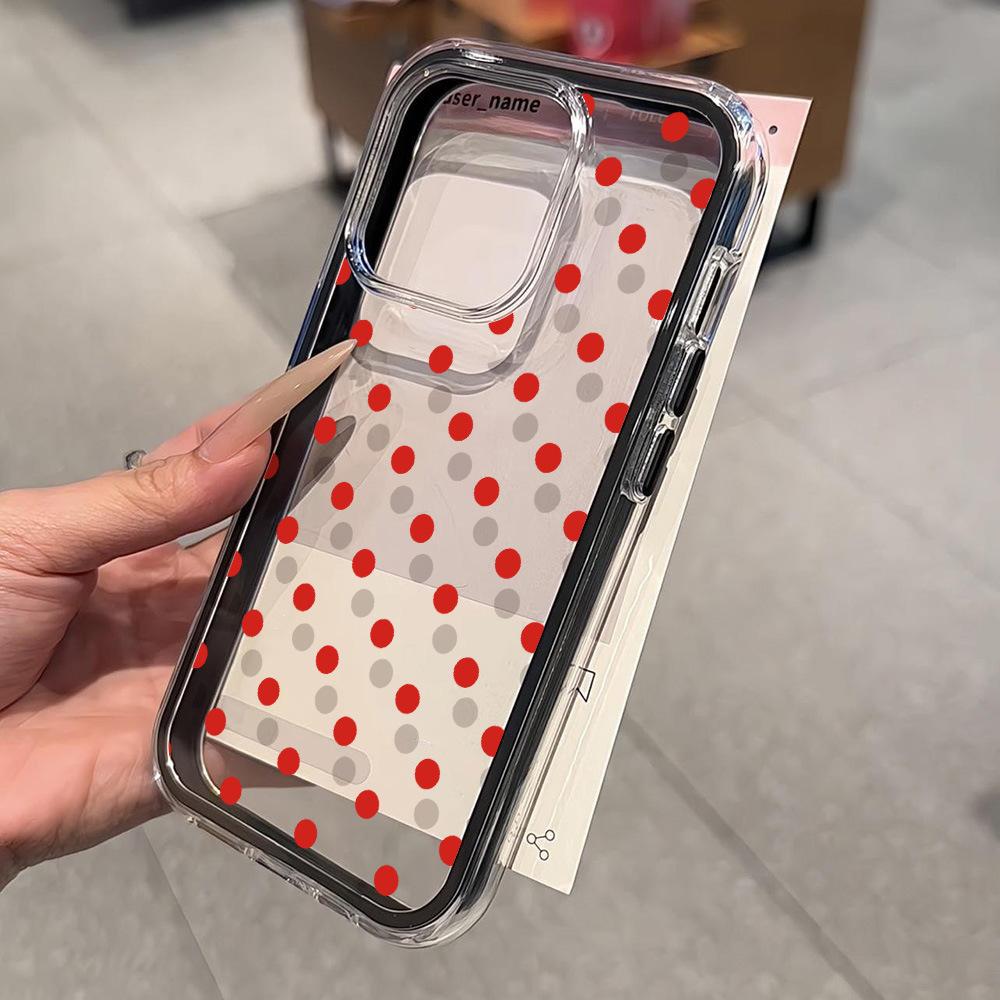 Ins прозрачный красный в горошек для iPhone17ProMax чехол для мобильного телефона 16 простой 15Pro нишевый 14