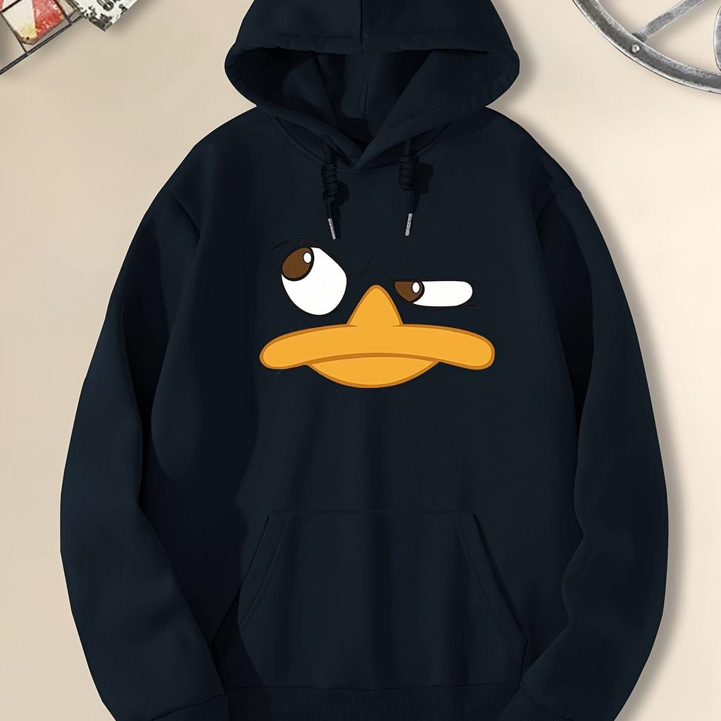 2025 Men's and Women's Fall/Winter Hooded Sweatshirt with Printed Cartoon Duck Pattern Design for Fitness and Leisure