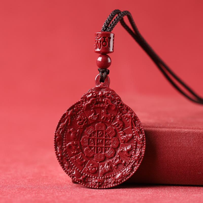 Кулон Девять Дворцов Киноварь Багуа - Фиолетовый Золотой Песок Мужское и Женское Ожерелье