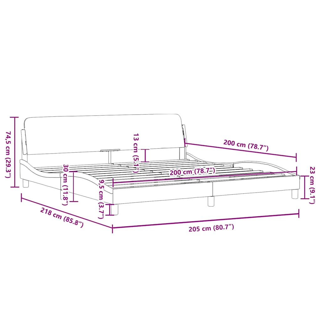Bed Frame Dover Dark Brown 200x200 cm Fabric