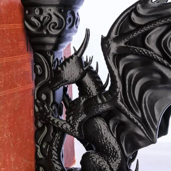 Dragon Book End 3D Printed Realistic Dragon Bookend Bookshelf Accessory for Home Office Desk Living Room Decoration