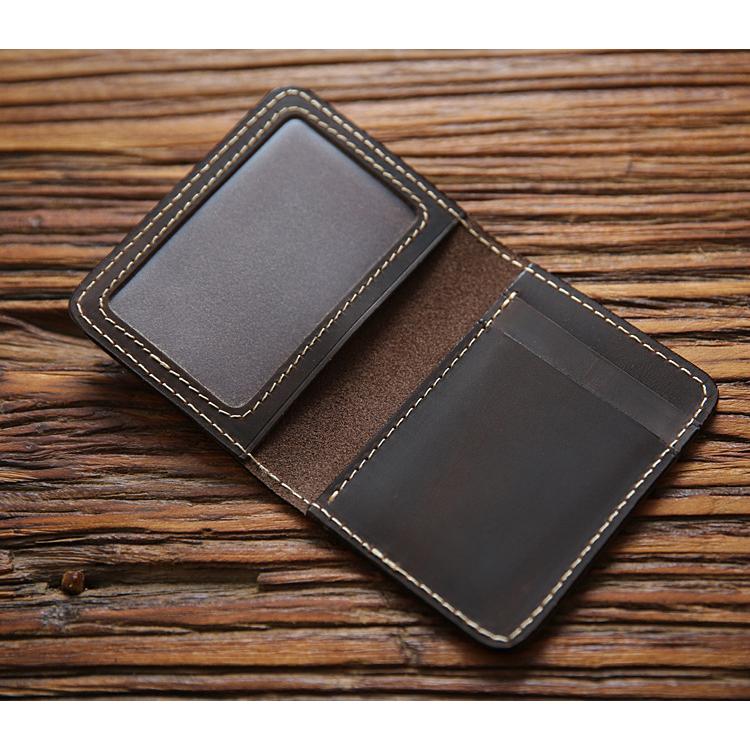 Кожаные чехлы для карт в стиле ретро Crazy Horse, мужской первый слой из воловьей кожи, держатель для кредитных карт, кошелек ручной работы, короткий ультратонкий тонкий чехол для удостоверения личности водителя