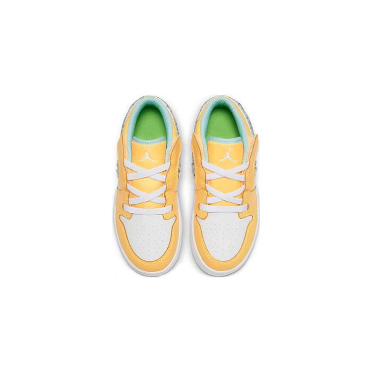 Jordan Air Jordan 1 Low Alt SE PS Канвас Дышащие Низкие Детские Кеды для Скейтбординга Желто-Белые DX4387-800