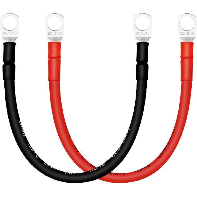 4 AWG Battery Cables with 3/8 inch Copper Terminals(2PCS 1FT)