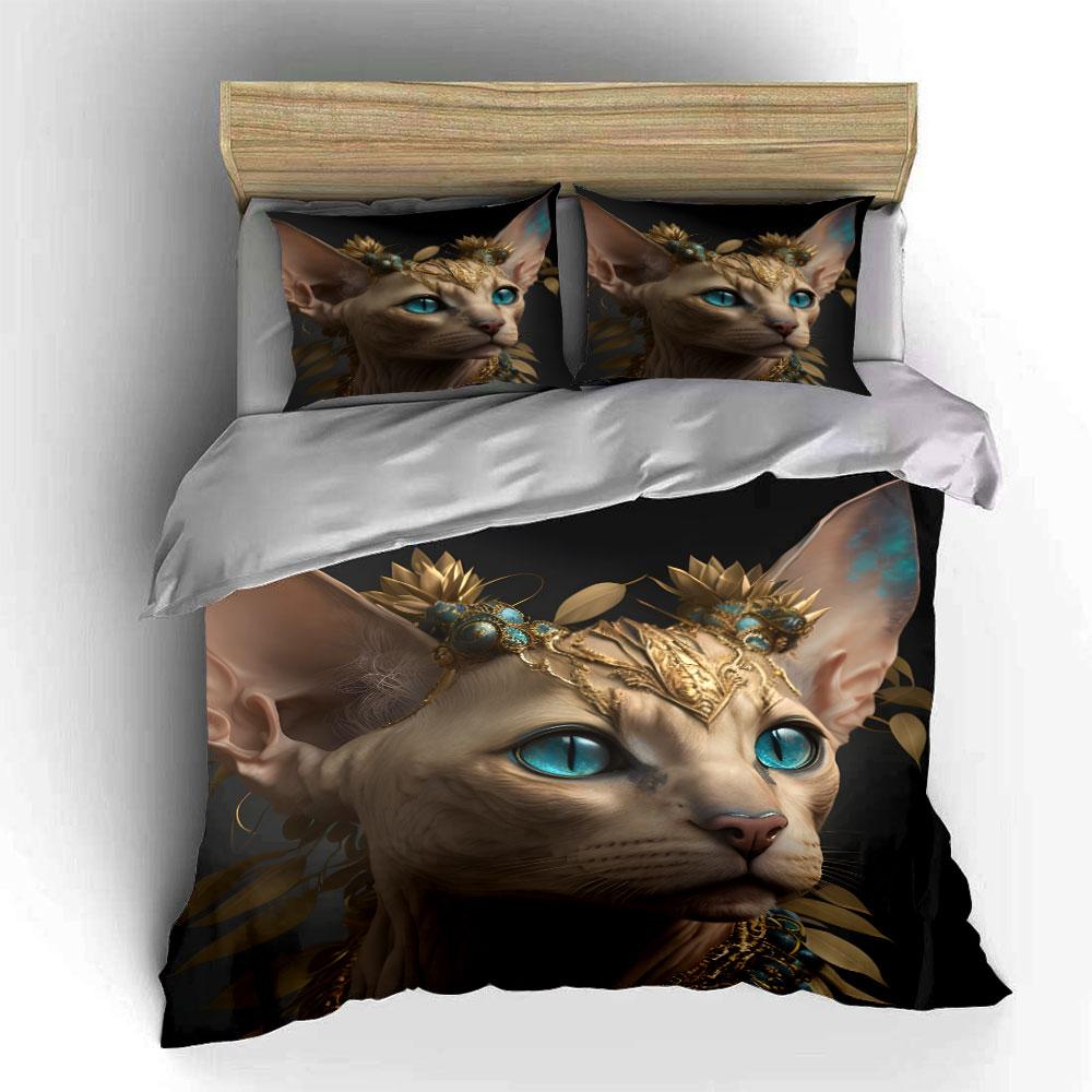 "Golden Decorative Art Set" Bedding Set with 1 Duvet Cover 2 Pillowcases Single Double King Queen, Gift