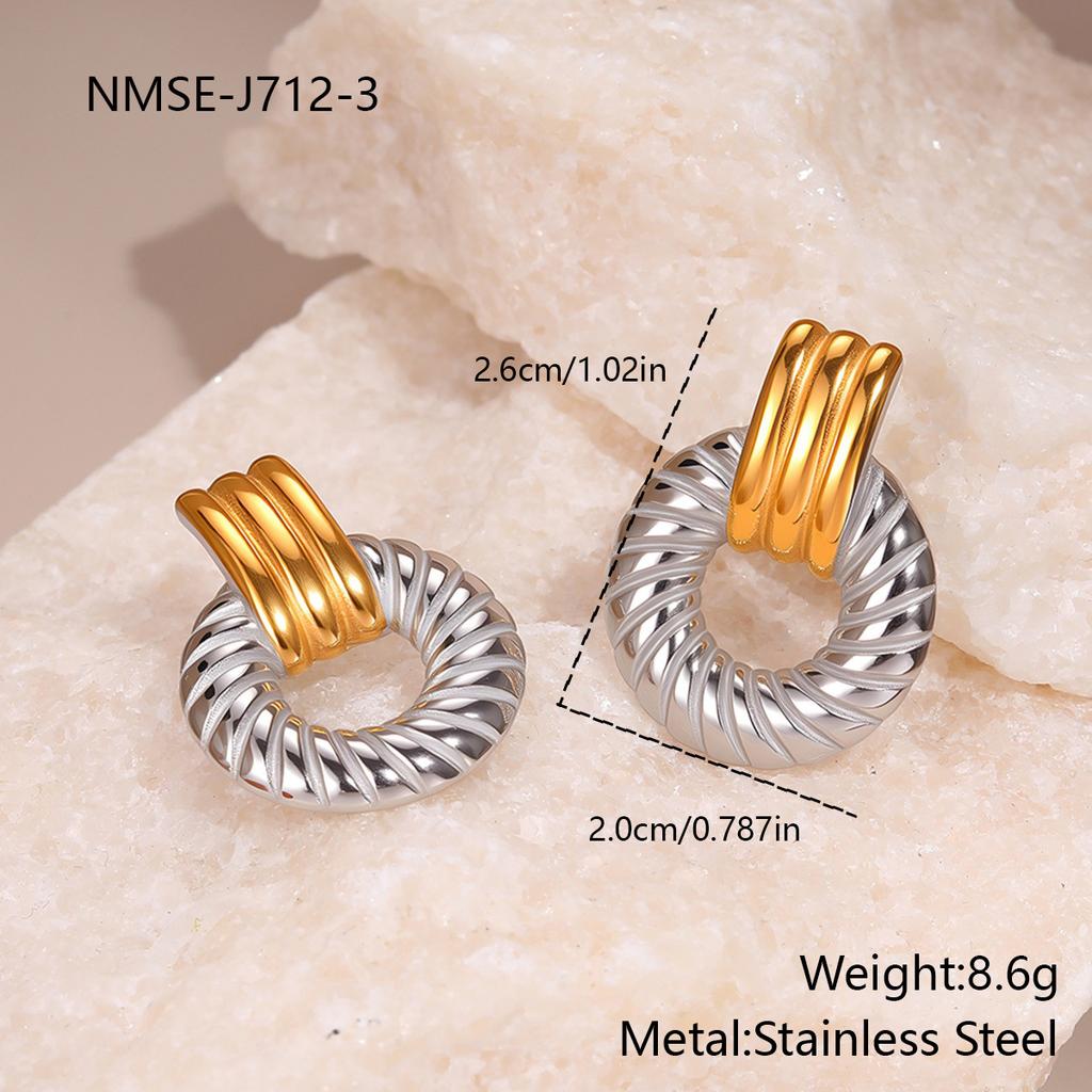 GEMCHIC Женские двухцветные серьги-кольца из нержавеющей стали с покрытием 18 карат Золота Минималистичные Геометрические Модные Украшения