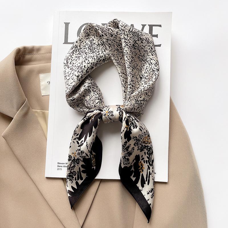Brand Floral Print Silk Square Scarf Women Soft Satin Kerchief Hairband Neckerchief Head Hijab Lady Headband Foulard Bag Ribbon