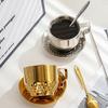 Niche Coffee Cup And Saucer Set Retro Stainless Steel Coffee Cup Small Exquisite Posing Vlog Afternoon Tea Cup