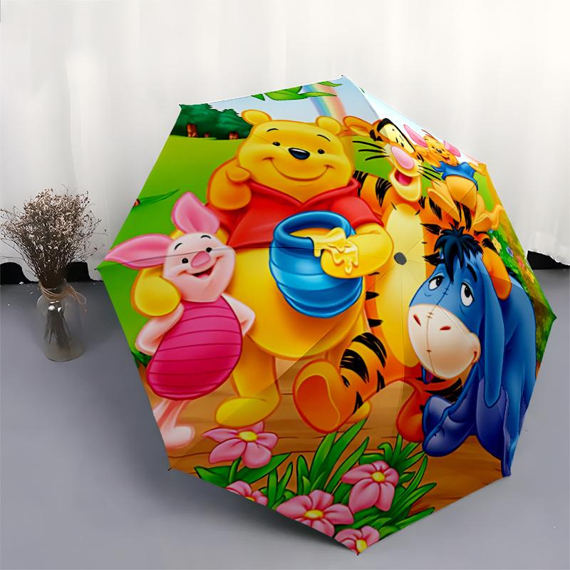 1pc Winnie the Pooh Friends Auto Open Close Umbrella, Portable Folding Design, 8-Bone Iron Frame Outdoor Umbrella, Festival Gift for Fans, T