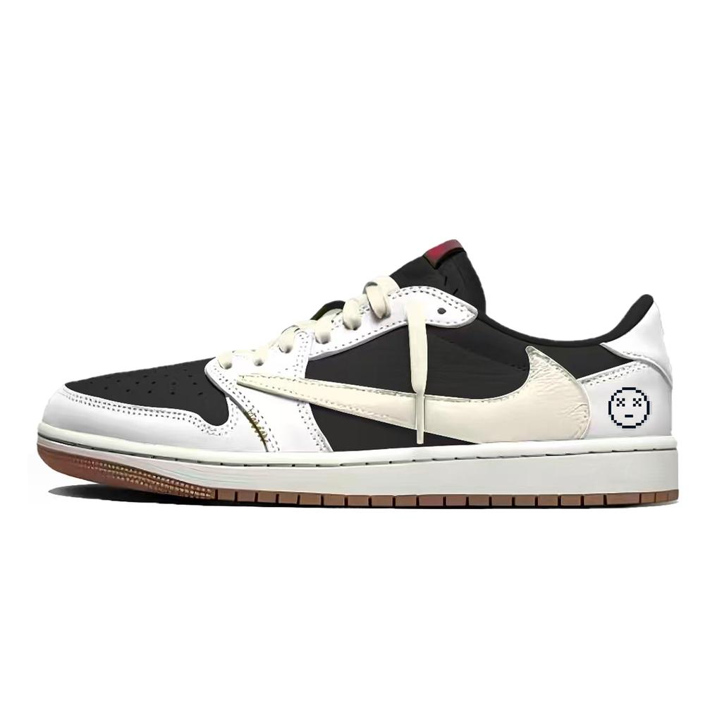 Jordan X Travis Scott Air Jordan 1 Амортизация Устойчивость к истиранию Дышащие Низкие Винтажные Баскетбольные Кроссовки Женские DZ4137-700(Команда1803-6)