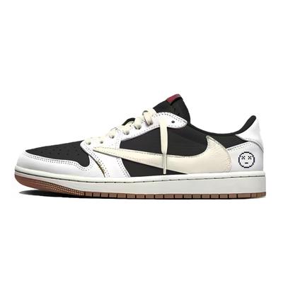 X Travis Scott Air Jordan 1 Амортизация Устойчивость к истиранию Дышащие Низкие Винтажные Баскетбольные Кроссовки Женские DZ4137-700(Команда1803-6)