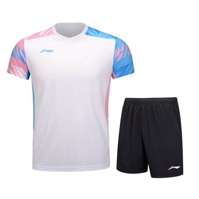 Li Ning Badminton Series, свитер с цветными блоками и V-образным вырезом, футболка с коротким рукавом, шорты со средней талией, повседневный спортивный комплект, спортивный комплект унисекс AATU023-1