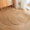 Natural Handwoven Straw Pad Jute Braided Area Rug Round Raffia Rug for Yoga Fitness Outdoor Rest Kitchen Decors