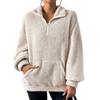 Sweatshirt For Women Half Zip  Pocket Drop Shoulder Teddy Sweatshirt Christmas Sweatshirts For Women