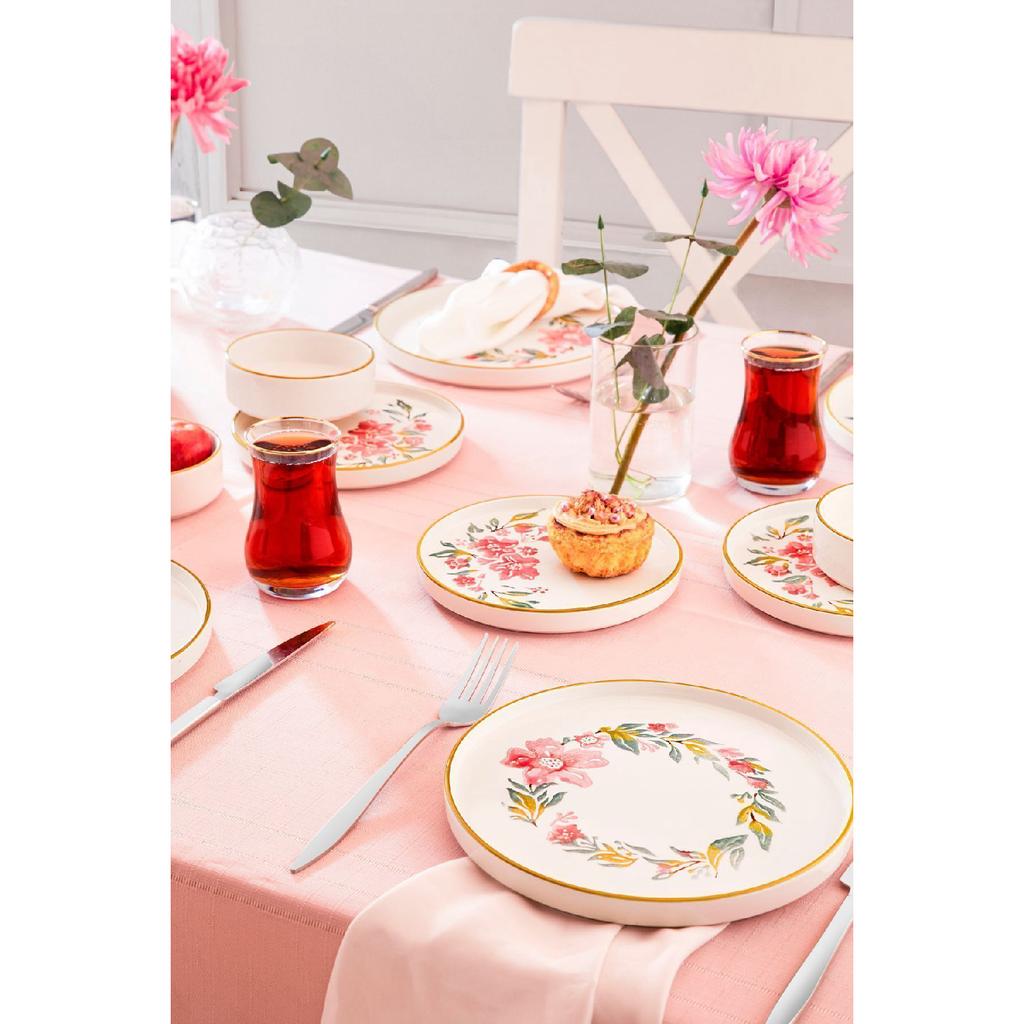 Lux Ceramic Azalea 14 Piece Round Breakfast Set For 6 Persons