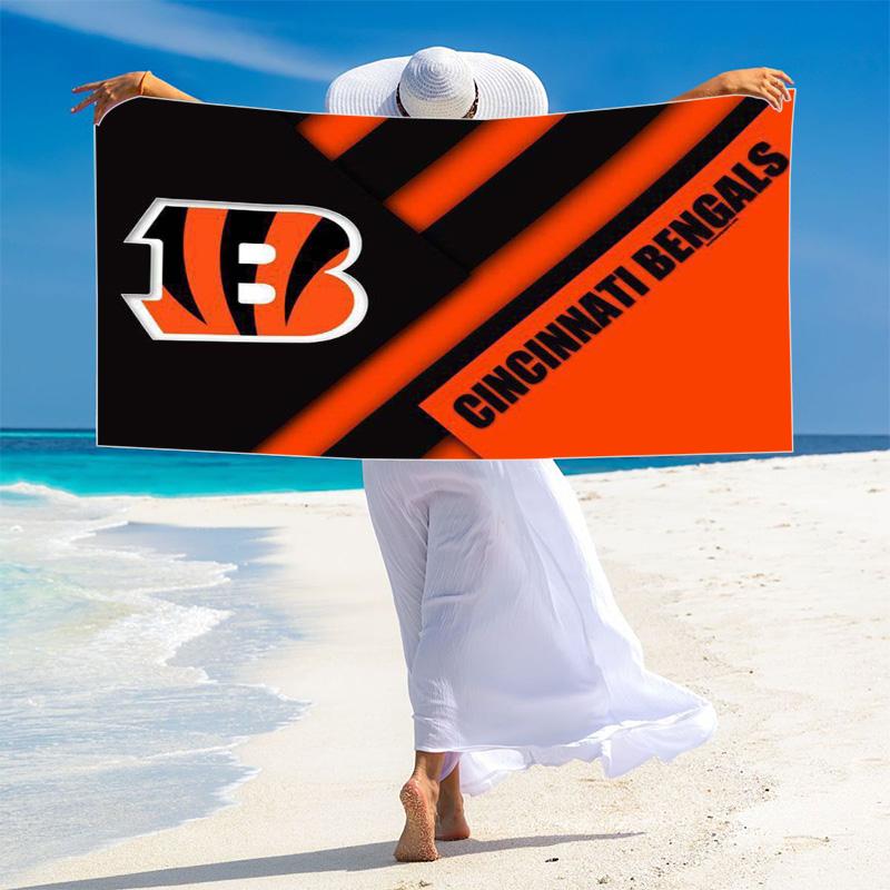 Cincinnati Bengals Logo Print Beach Towel, Large Soft Quick Dry Towel for Beach Camping Swimming
