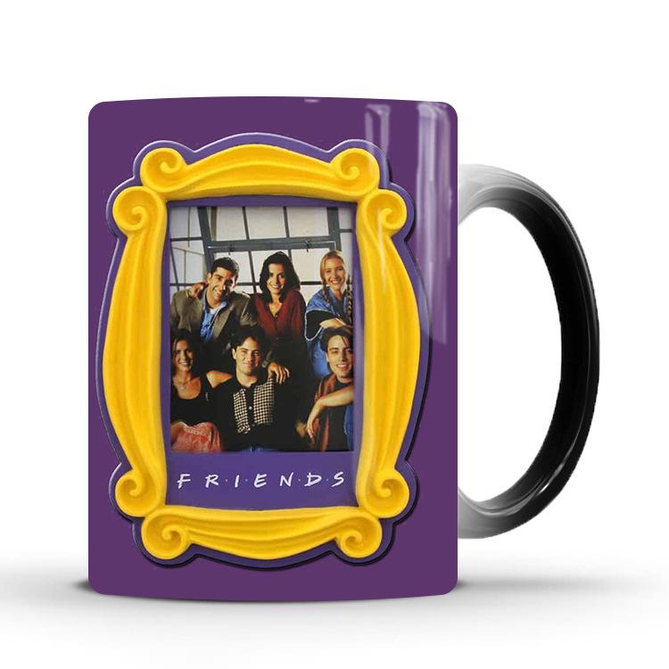 Friendship Themed Heat Sensitive Color Changing Ceramic Mug Creative Thermal Reaction Coffee Cup Gift For Friends