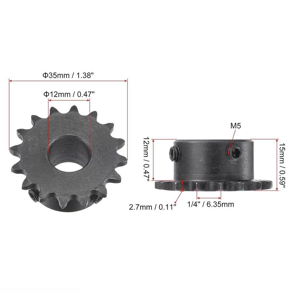 25 Chain 16 Tooth Gear Single Strand 1/4" Pitch Industrial Drive Sprocket Roller Sprockets ISO 04C