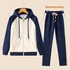 Fashion Casual Sportwear Hoodie Pant Set Long Sleeve Hooded Jacket 2 Piece Set Drawstring Pant Sping Female Running Suits