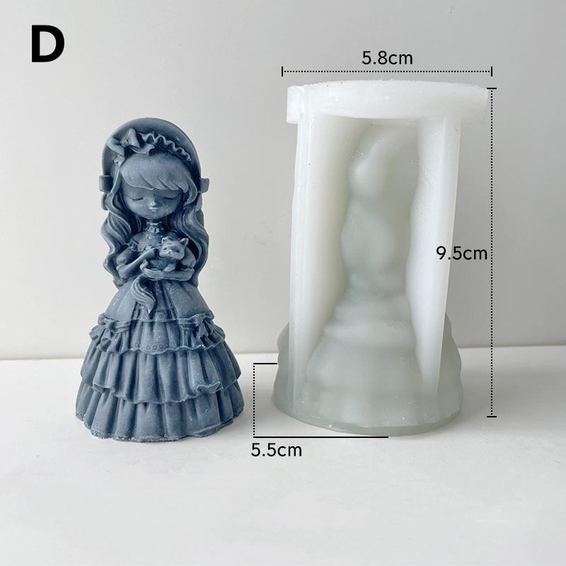 3d Girl Silicone Mold Cute Princess Plaster Resin Craft Making Birthday Fondant Cake Chocolate Baking Mould Decorating Tools