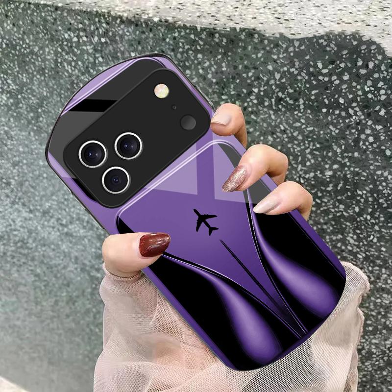 Самолет в постепенном полете Для iPhone 17 16 15 14 Pro 13 Plus 12 mini 11 Pro Max XR X S 7 8 Эллиптический закаленный стеклянный чехол для телефона