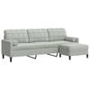 3 Seater Sofa with Footstool Light Grey 210 cm Velvet