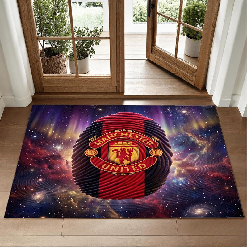 Manchester United Design Crystal Velvet Rug Soft Decorative Mat for Bedroom Entrance
