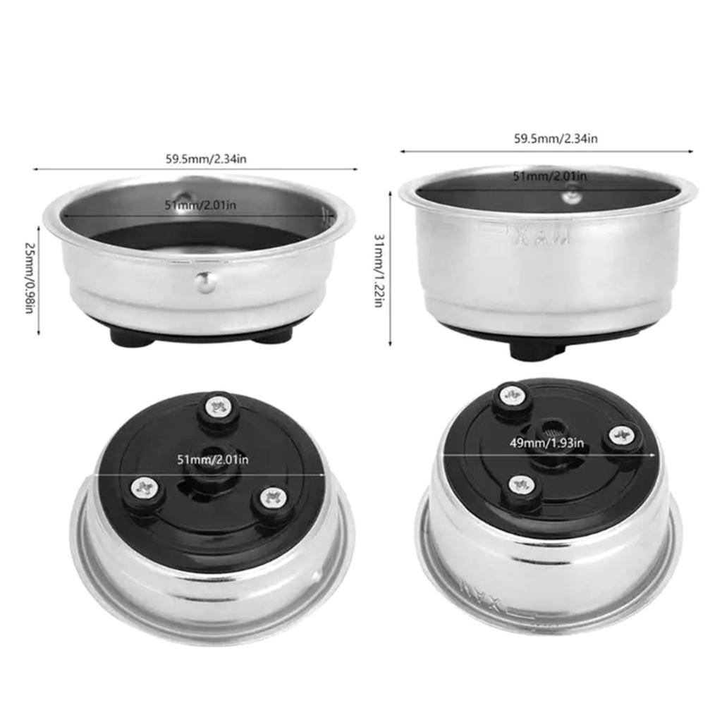 Home Office 304 Stainless Steel Coffee Filter Basket Strainer Cup 51mm Detachable Portafilter Coffee Machine Accessories