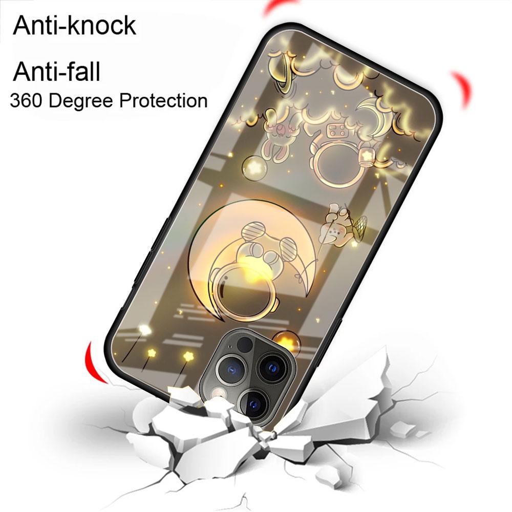 Стеклянный чехол для Apple iPhone 14 13 11 12 Pro 7 XR X XS Max 8 6 6s Plus SE 2022 13Pro закаленный телефон Tampa Astronaut Light